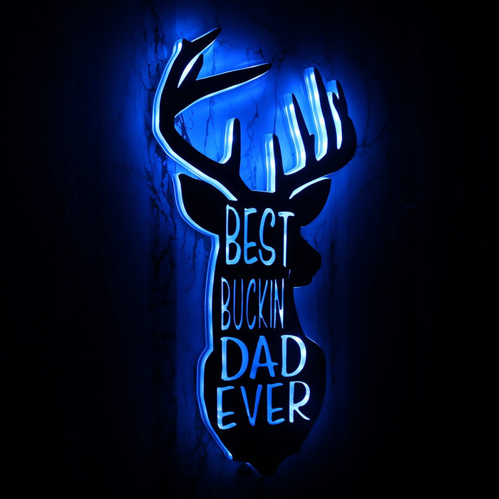 Best Buckin' Dad Ever Luminous Mirror Wall Light