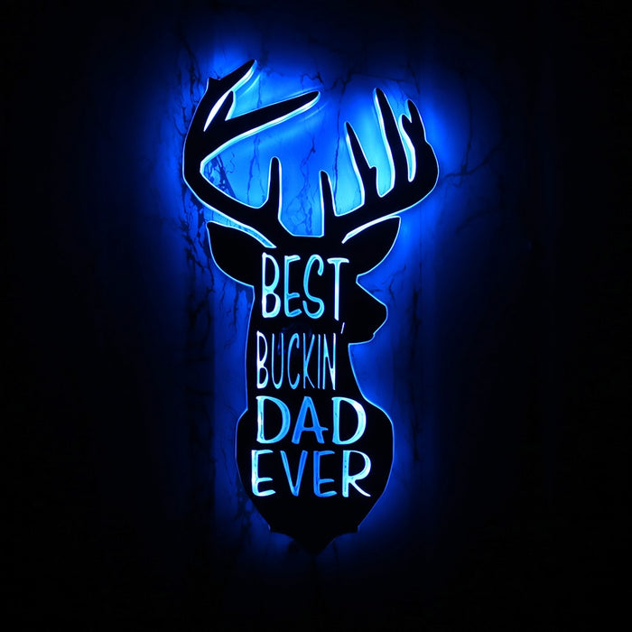 Best Buckin' Dad Ever Luminous Mirror Wall Light