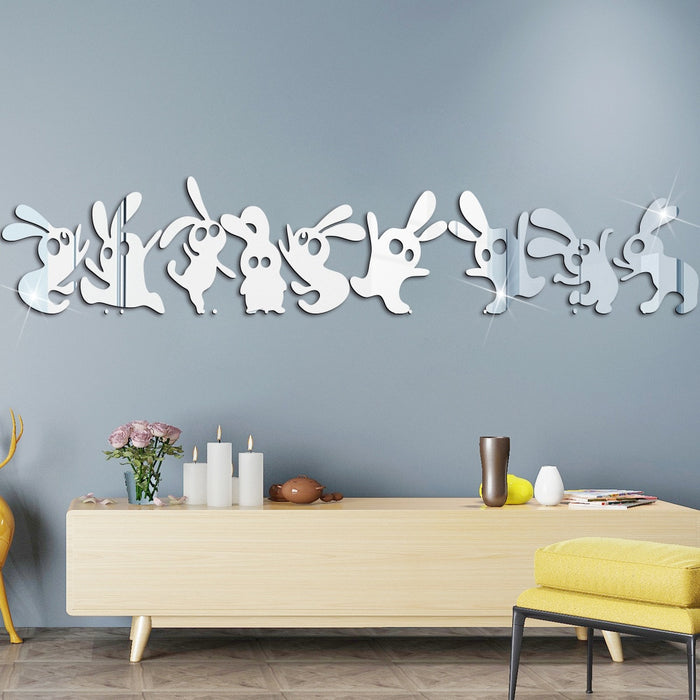 Easter Bunny Design Acrylic Mirror Wall Sticker