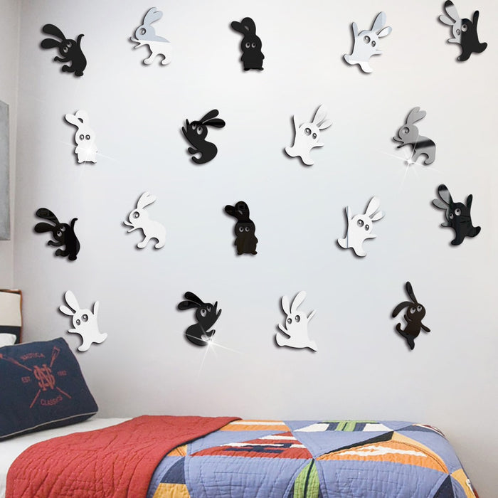 Easter Bunny Design Acrylic Mirror Wall Sticker