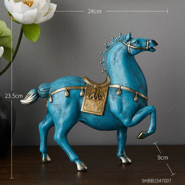 Blue Horse Sculpture Design Home Home Desk Decoration