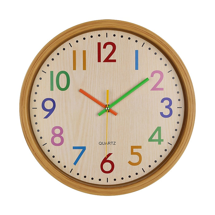 Colorful Wooden-Style Decorative Wall Clock