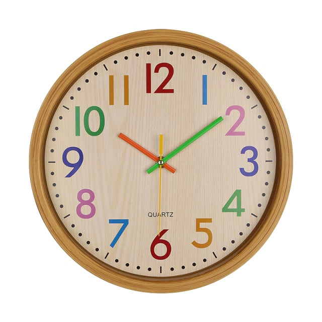 Colorful Wooden-Style Decorative Wall Clock