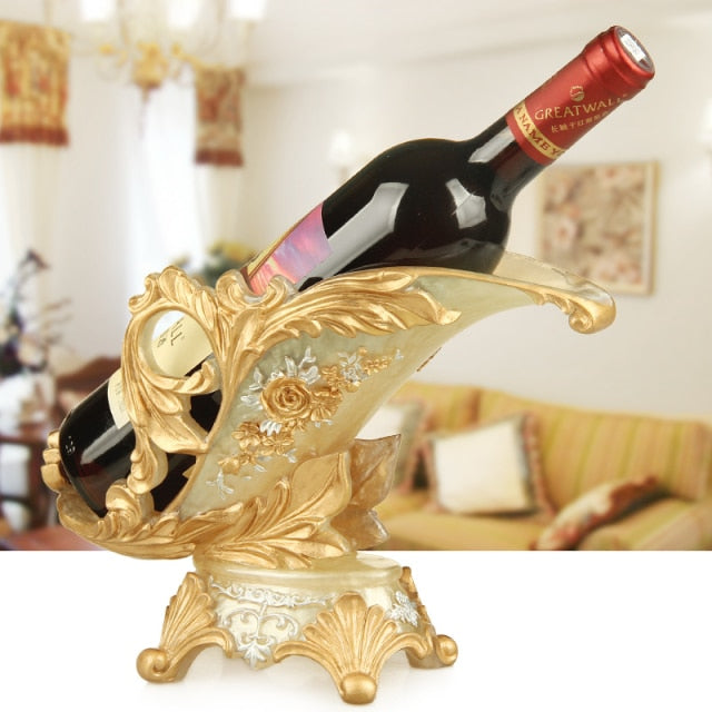 Elegant Resin Carved Flower Design Wine Bottle Holder