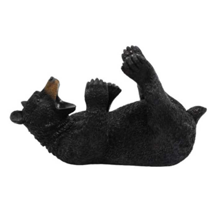 Rustic Black Bear Wine Holder Home Decor
