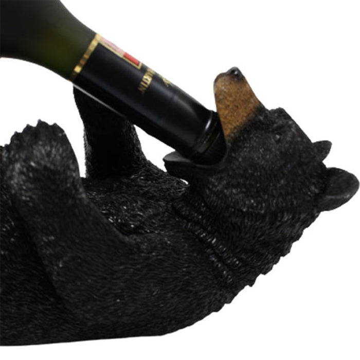 Rustic Black Bear Wine Holder Home Decor