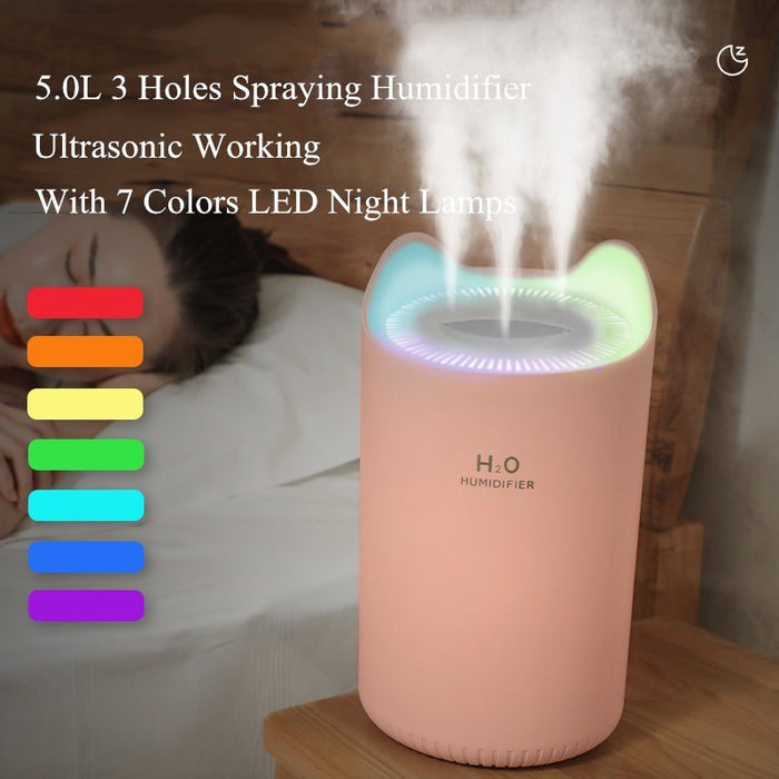 5000ml Ultrasonic USB Air Humidifier 3 Spraying Mist Maker Home Wellness