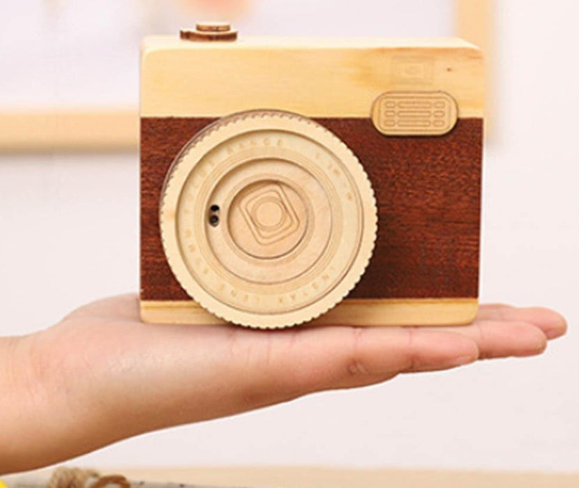 Unique Wood Camera Music Box Home Decor
