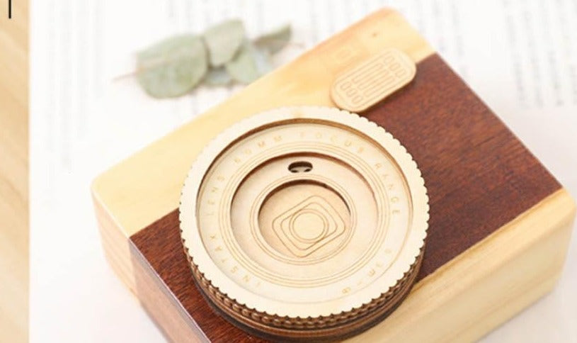 Unique Wood Camera Music Box Home Decor