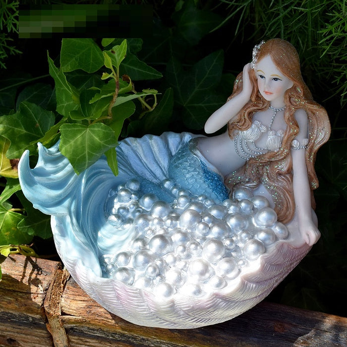 Mermaid with Shell Sculpture Home Office Decor