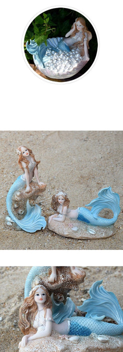Mermaid with Shell Sculpture Home Office Decor