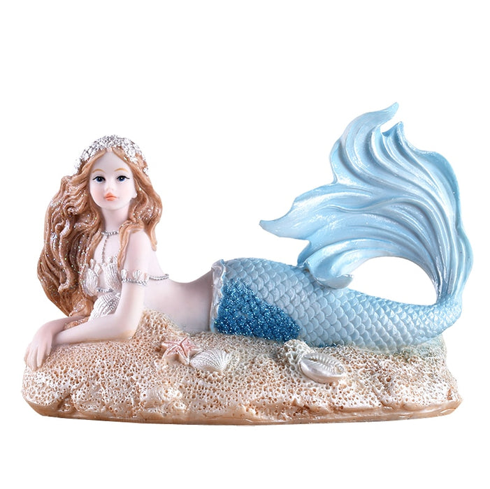Mermaid with Shell Sculpture Home Office Decor