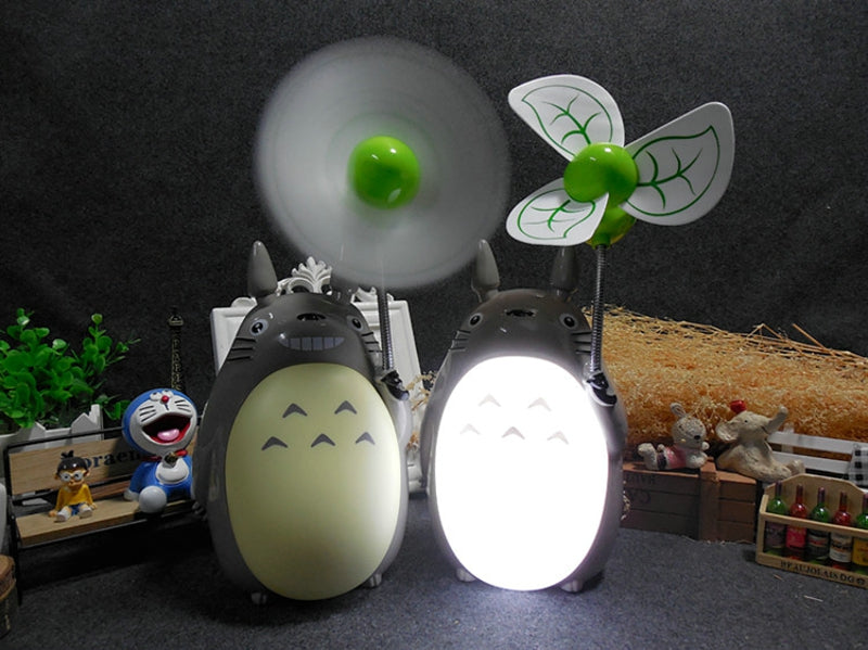 Anime Totoro Fan and Lamp USB Rechargeable Desk Light Home Decor