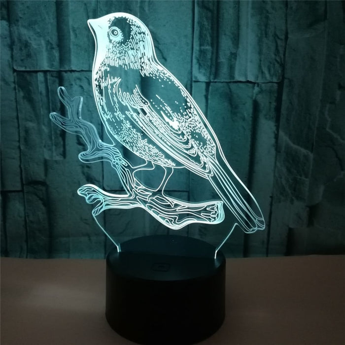 Acrylic 3D Bird Design LED Desk Light Home Decor