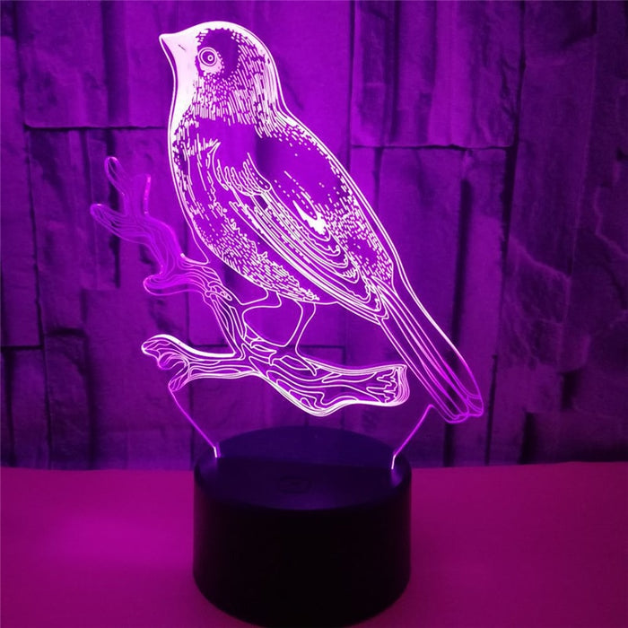 Acrylic 3D Bird Design LED Desk Light Home Decor