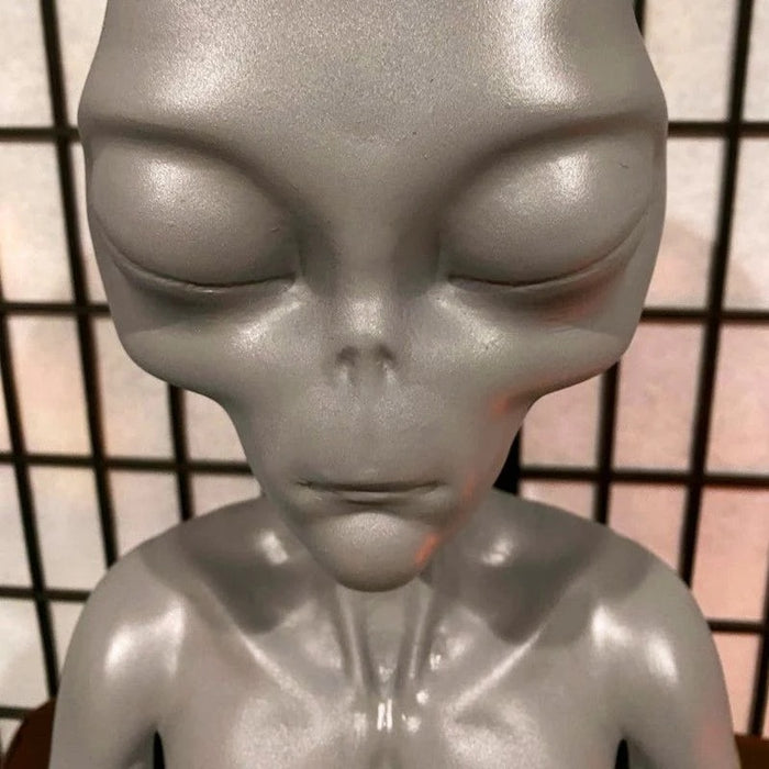 Meditating Alien Resin Statue Home Office Decor