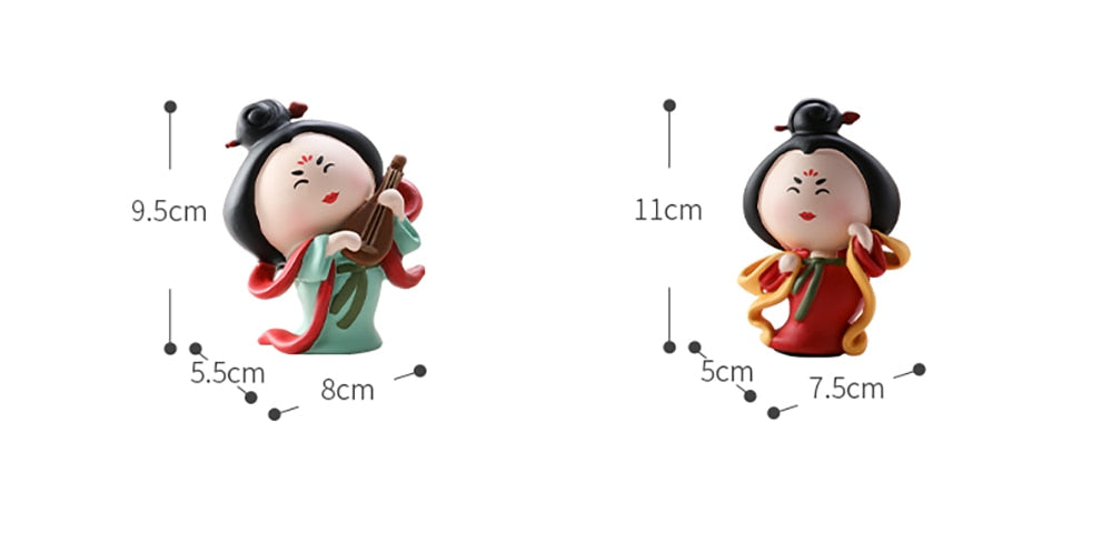 Tang Dynasty Courtesan Doll Girls Home Desk Decoration