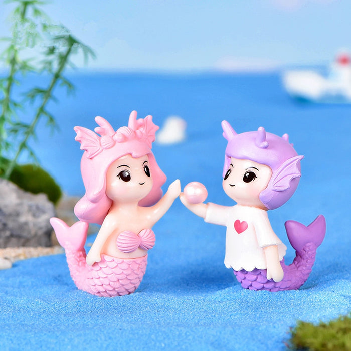Merman Mermaid Couple Sculpture Home Desk Decoration