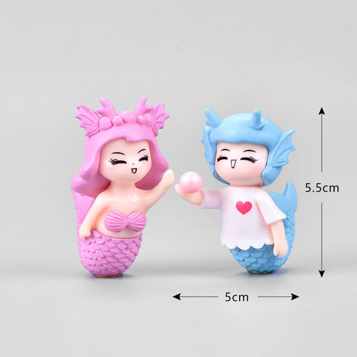 Merman Mermaid Couple Sculpture Home Desk Decoration