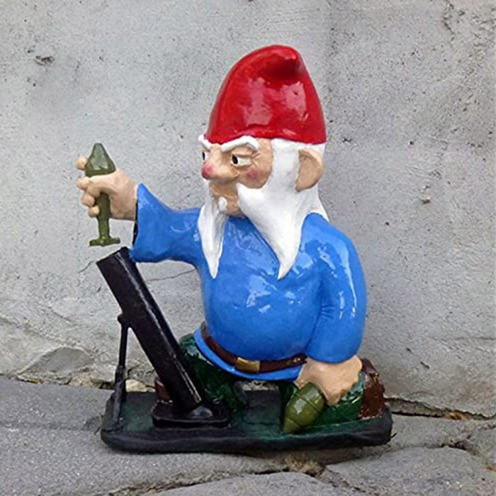 Resin Naughty Dwarf At War with Mortar Home Desk Decoration