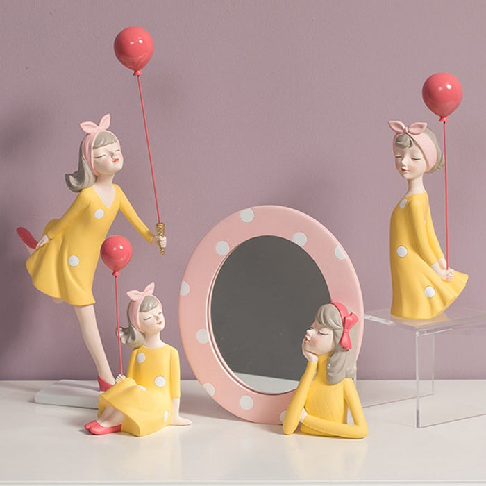 Cute Resin Balloon Girl Sculpture Home Desk Decoration