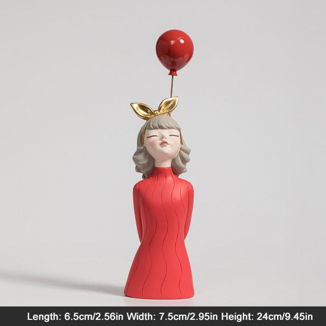 Cute Resin Balloon Girl Sculpture Home Desk Decoration