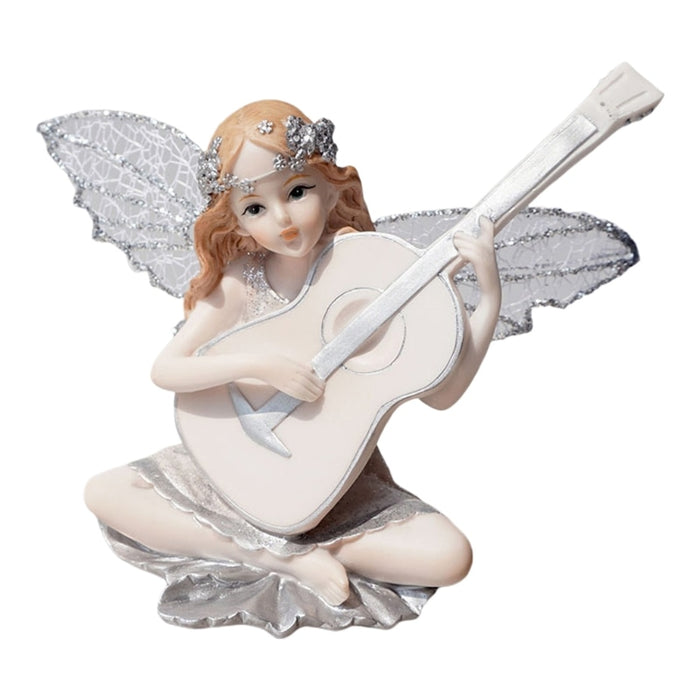 Pretty Angel Playing Guitar Statue Desk Decoration