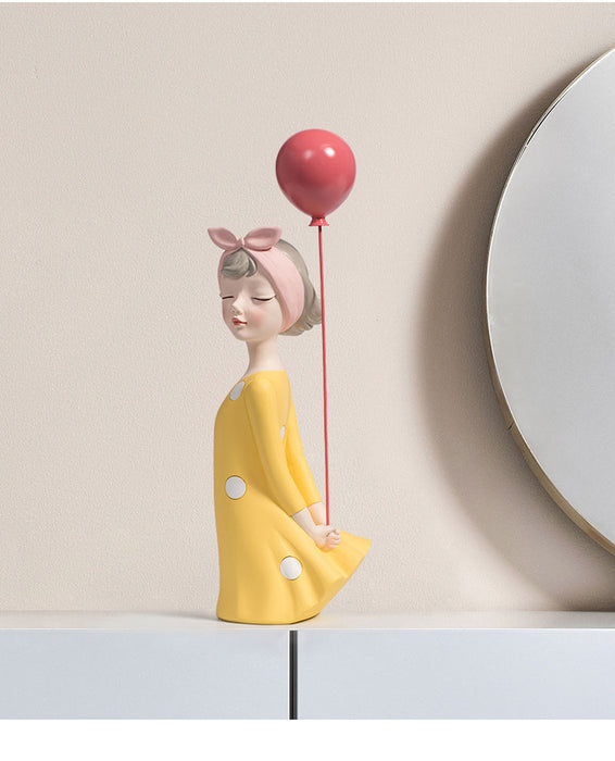 Cute Resin Balloon Girl Sculpture Home Desk Decoration