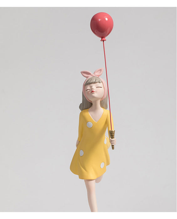Cute Resin Balloon Girl Sculpture Home Desk Decoration