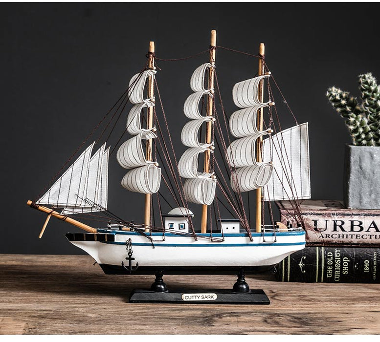 Wooden Sail Boat Galleon Style Home Desk Decoration