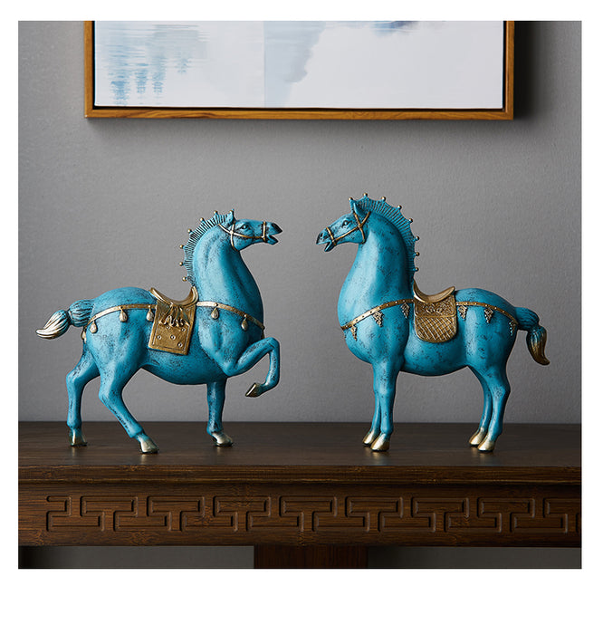 Blue Horse Sculpture Design Home Home Desk Decoration