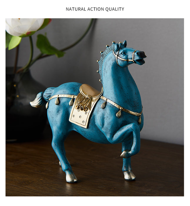 Blue Horse Sculpture Design Home Home Desk Decoration
