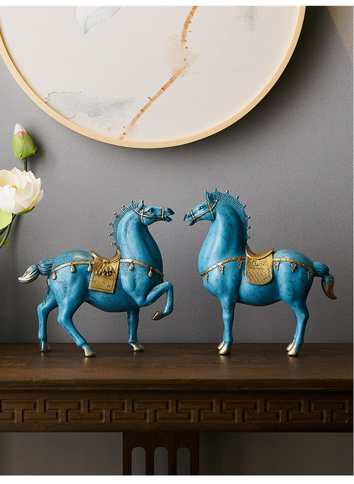 Blue Horse Sculpture Design Home Home Desk Decoration
