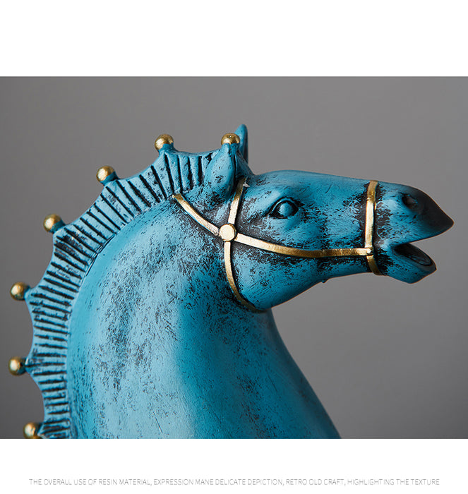 Blue Horse Sculpture Design Home Home Desk Decoration