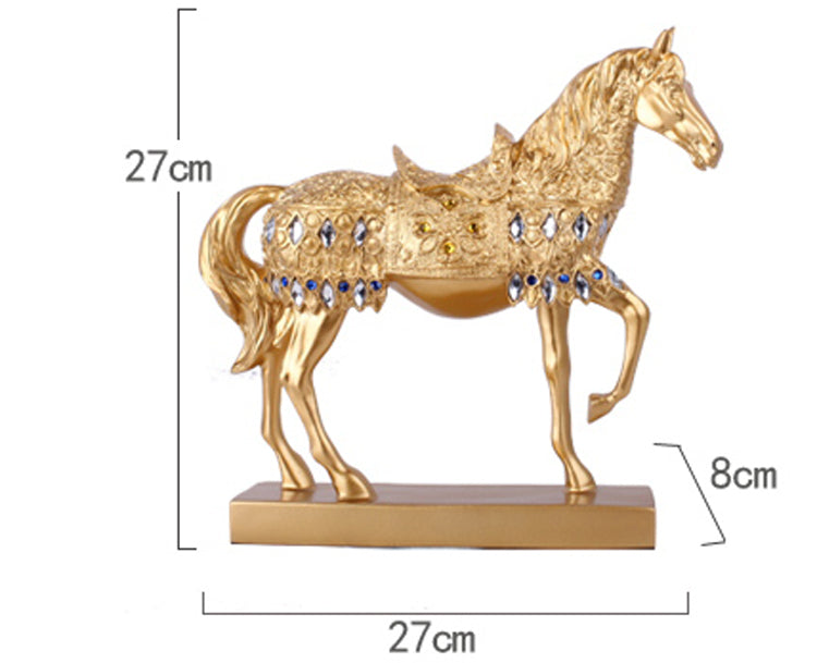 Resin Golden Trotting Horse Sculpture Desk Decoration
