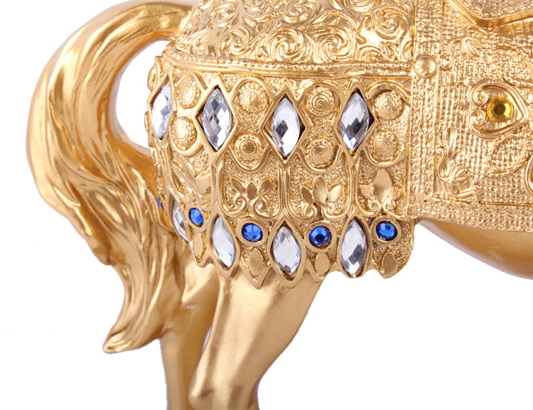 Resin Golden Trotting Horse Sculpture Desk Decoration