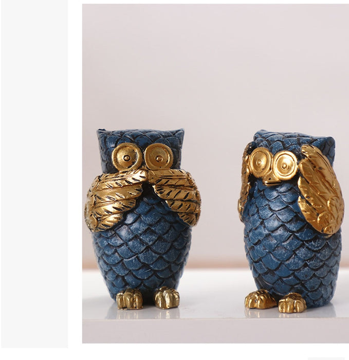 Resin Perseus Owl BUBO Sculpture Desk Decoration
