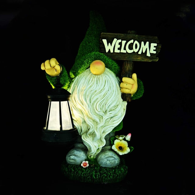 Solar Dwarf WOLCOME Sign LED Outdoor Light