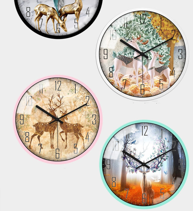 Metal Frame Classic Deer Wall Clock