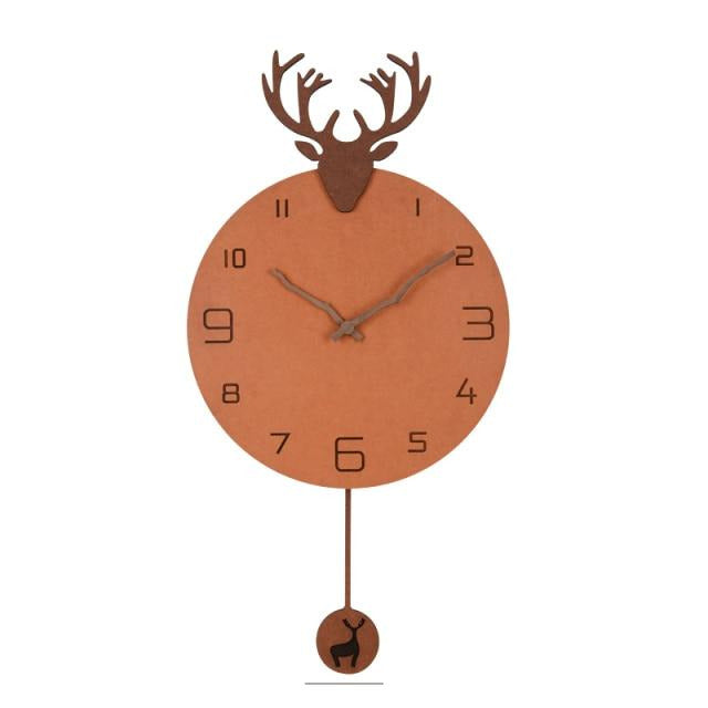 Pendulum Wood Deer Wall Clock