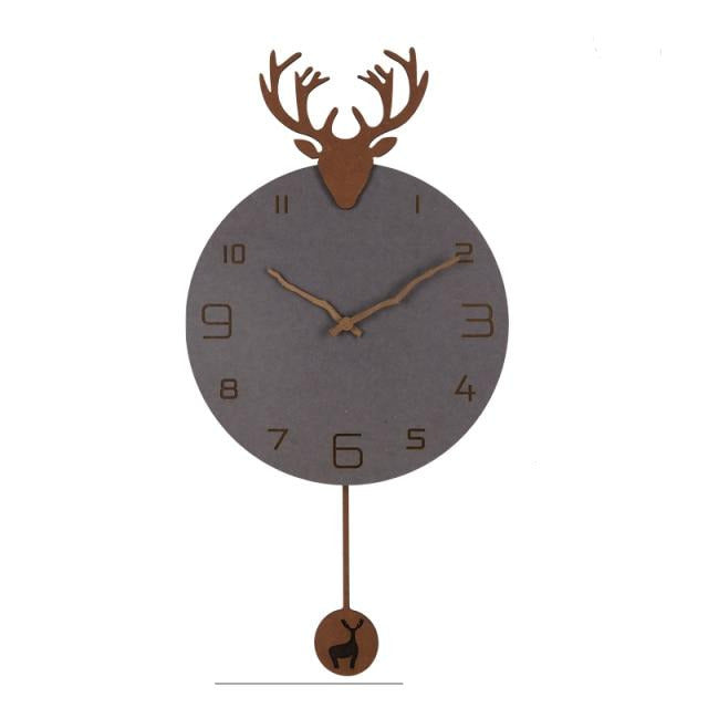 Pendulum Wood Deer Wall Clock