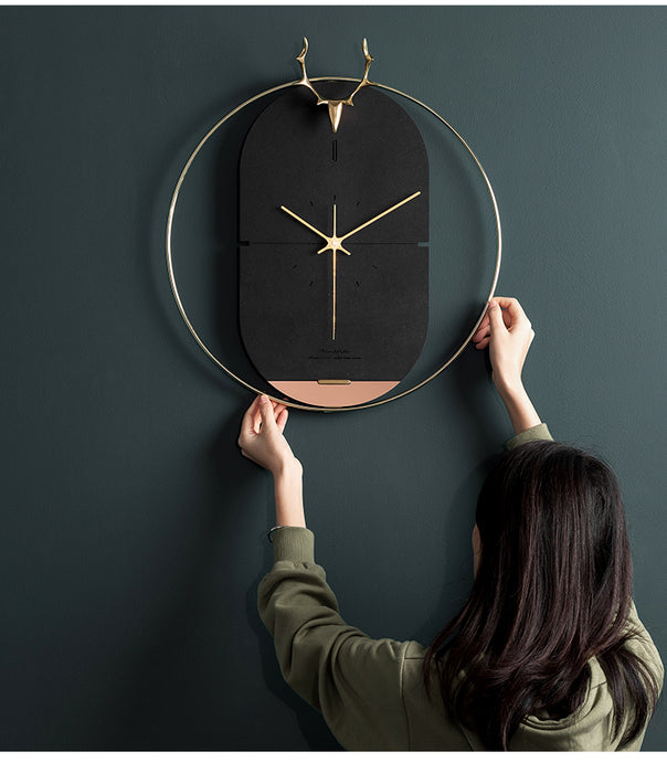 Minimalist Copper Deer Wall Clock
