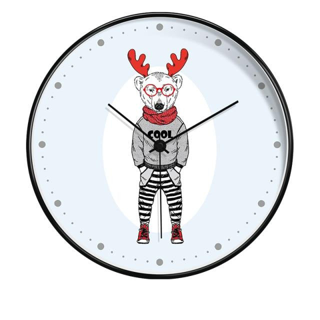 Cute Deer And Animals Wall Clock