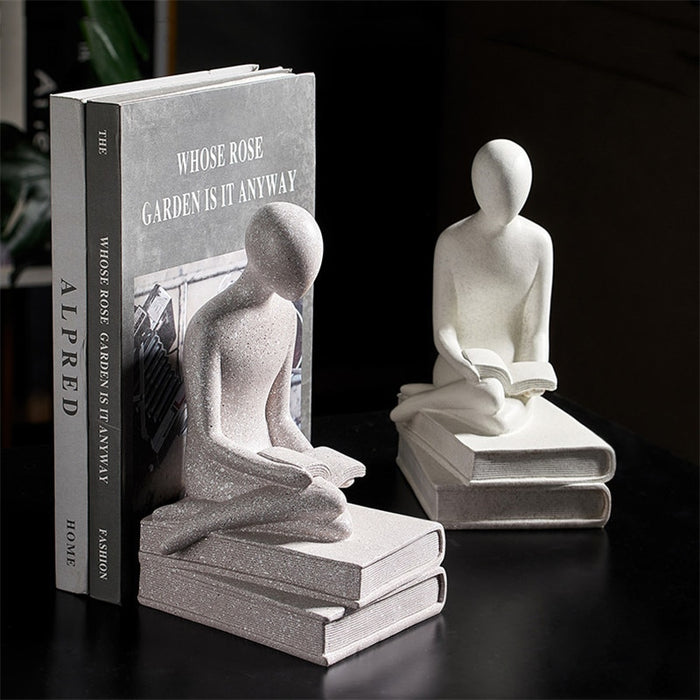 Reading Girls Sculpture Bookend Home Office Decor