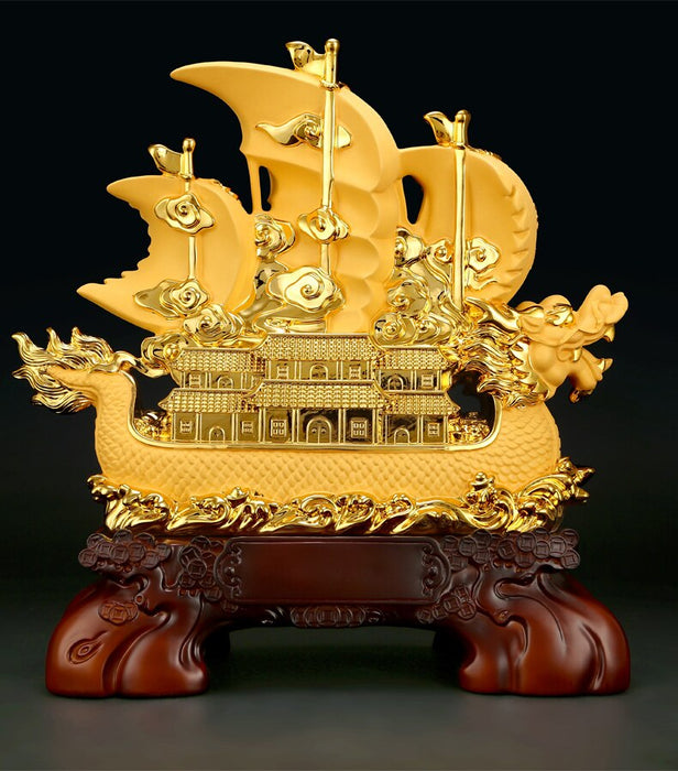 Resin feng shui Dragon Boat statue Home Office Decor