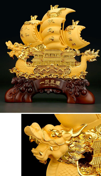 Resin feng shui Dragon Boat statue Home Office Decor
