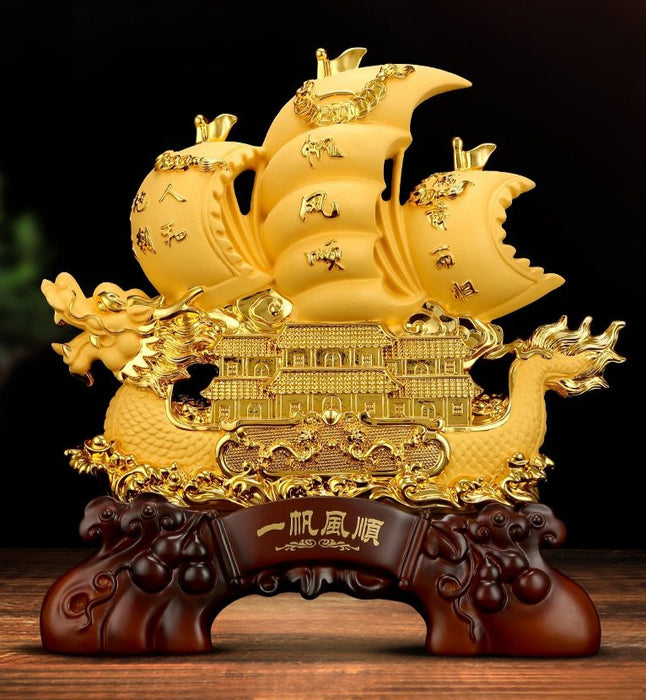 Resin feng shui Dragon Boat statue Home Office Decor