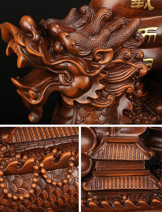 Resin feng shui Dragon Boat statue Home Office Decor