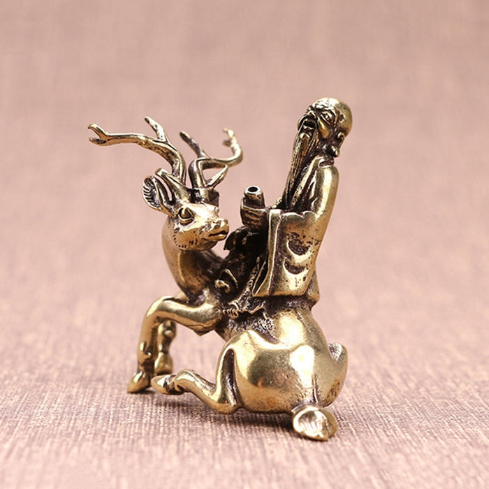 Monk Riding Deer Statue Chinese Home Office Decor