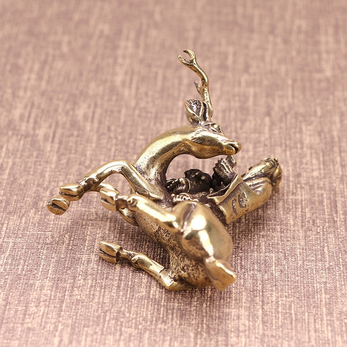 Monk Riding Deer Statue Chinese Home Office Decor